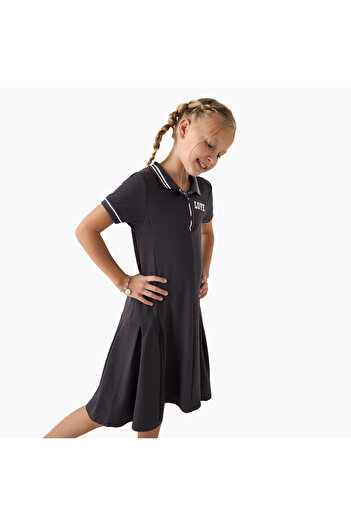 Juniors Love Embroidered Polo Dress with Short Sleeves