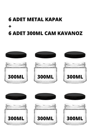 parlakcam 6'lı Magnolya Kavanozu Kaliteli Cam Kapaklı Magnolia Kavanozu 300cc 6 Adet Ev Yapımı Tatlı Kavanozu