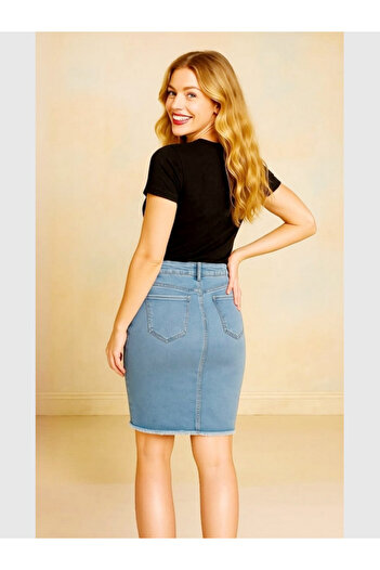 MODA Fusta de damă Fusta din denim fără cusături