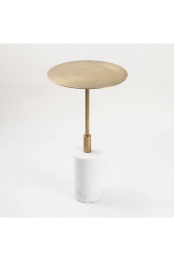 homez Marble Side Table, Beige 31*53 Cm
