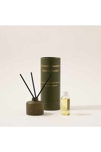 homez 100 ml glass diffuser with oil and reed, green