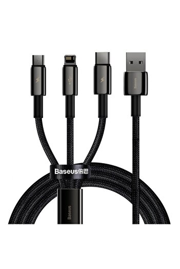 Baseus Cablu USB 3 în 1 USB-C iPhone Lightning microUSB 3.5 A 1.5 m negru