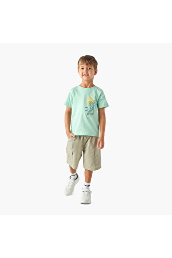 Juniors Solid Cargo Shorts with Drawstring Closure and Pockets