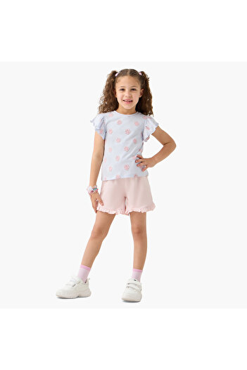 Juniors Solid Shorts with Elasticated Waistband and Frill Detail