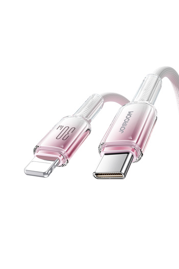 Joyroom Cablu USB-C la iPhone Lightning de la seria Crystal-Clear, 30W, 1,2 m - Alb