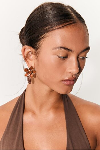 Stradivarius Enamelled flower earrings