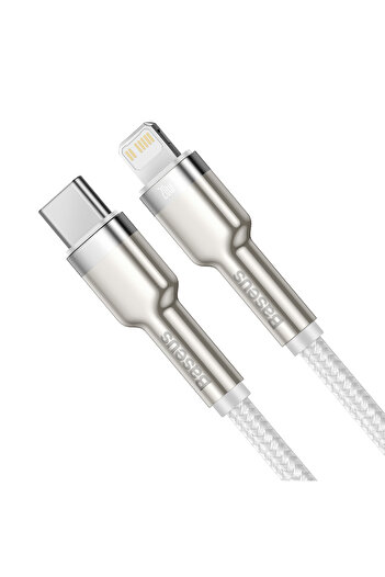 Baseus Cablu de date metalic USB-C pentru iPhone Lightning 20W PD, seria Cafule, 1 m, alb
