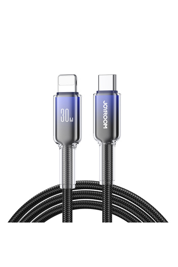 Joyroom Cablu USB-C la iPhone Lightning, seria Crystal-Clear, 30W, 1,2 m - Negru