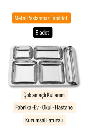 Becenhouse 8 Pieces Stainless Steel Table D'Hôte Dish with 5 Compartments