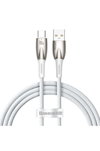 Baseus Cablu de încărcare rapidă Glimmer USB-A - USB-C 1 m - Alb