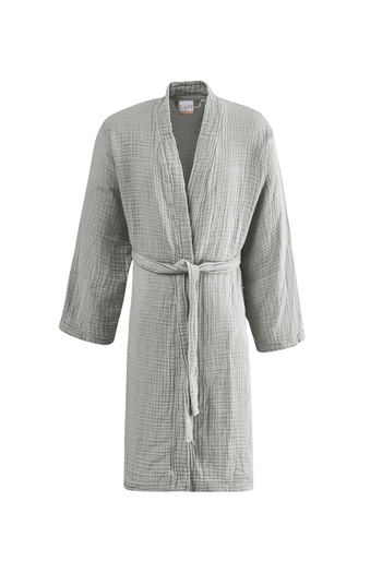 Lucy and Home Unisex Light Gray 4 Layer Muslin Dressing Gown / Bathrobe /Kimono