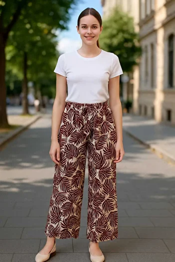 ECK MODA Women's Viscose Fabric Digital Printed Skirted Trousers