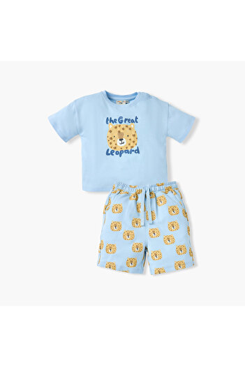 Juniors Leopard Print T-shirt and Shorts Set