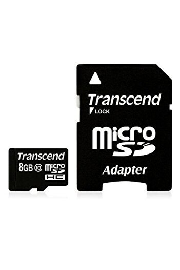 Inna marka Karta MicroSD Transcend SDHC 8GB + Adapter microSDXC/SDHC Class 10, 90 MB/s, Czarna, TS8GUSDHC10