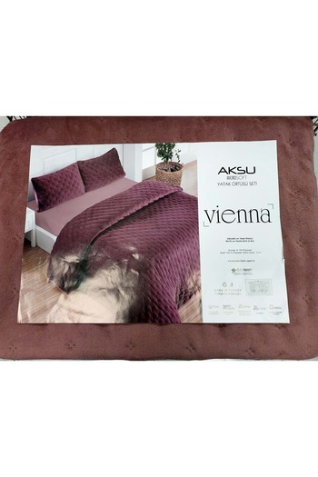 AKSU Soft Vienna Double Bedspread Set (220X240)-Plum