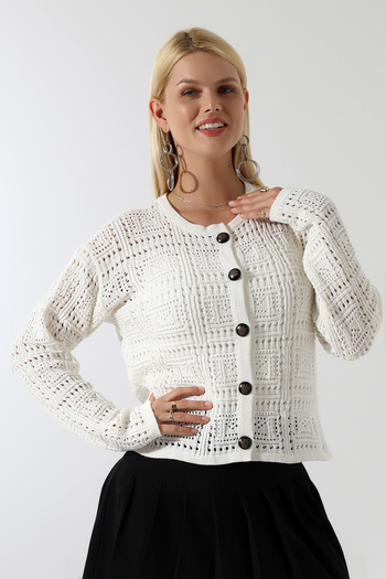 Devinka Women's Buttoned Box Patterned Knitwear Cardigan