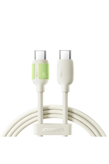 Joyroom Kabel przewód USB-C - USB-C z fluorescencyjną końcówką 60W 1.2m - beżowy