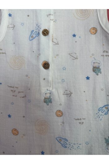 by bubbles Space Patterned Baby Boy Muslin Jumpsuit