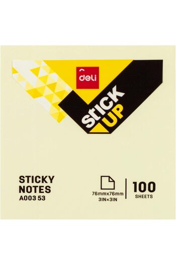 Deli 100-Sheets Sticky Notes, 76 mm X 76 mm Size, Yellow