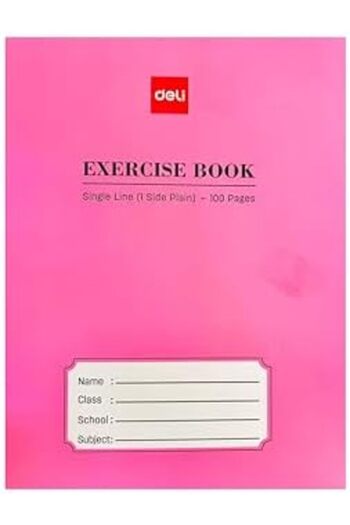 Deli Single Line 100-Pages Notebook with Left Margin and One Side Plain, A5 Size, Multicolor