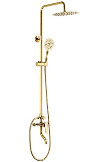 Siena Full Luxury Shower Set with Faucet (Round Shower Heads) (Gold Coating)