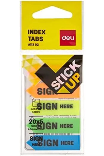 Deli 100-Sheets Sign Here Index Tabs, 44 mm x 12 mm Size, Multicolour