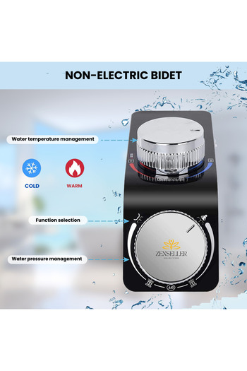 ZENSELLER White Non-Electric Bidet – Compatible with Standard Toilets, Adjustable Jet, Hot/Cold Water,