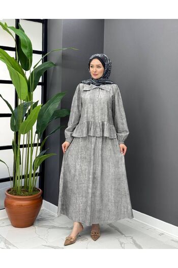 Güler Casual Gray Color Strawberry Fabric Skirt Suit