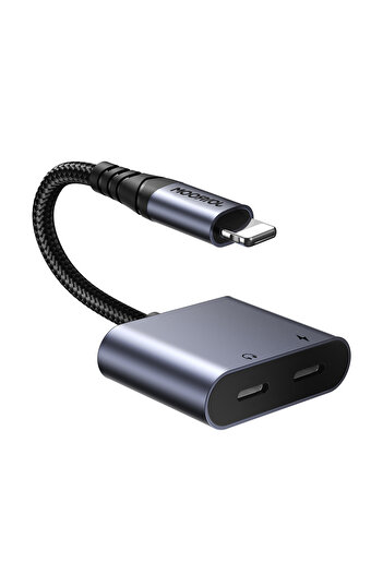 Joyroom 2w1 Adapter przejściówka do iPhone ładowarka + słuchawki Lightning / 2x Lightning czarny