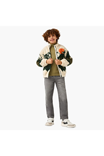Juniors Textured Long Sleeves Jacket with Zip Closure