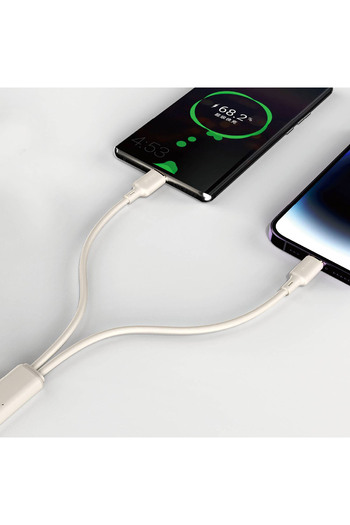DUDAO Cablu ranforsat SR USB-C - USB-C 100W 1m bej