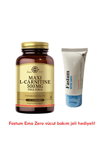 Solgar Maxi L-Carnitine 500 Mg 30 Tablets (50ml Fastum Ema Zero Gel with Gift)
