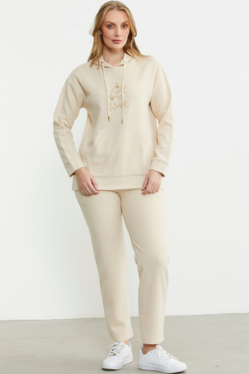 Sementa Hooded Oversize Tracksuit Set - Beige