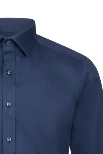 Hatemoğlu Μπλε Navy Slim Fit Slim πέτο 100% βαμβακερό μακρυμάνικο πουκάμισο φανέλας