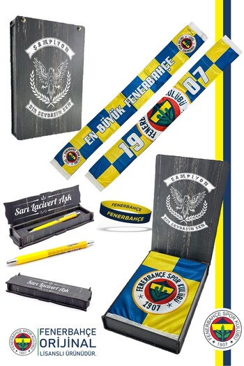 Fenerbahçe Оригінальний ліцензований найбільший атласний шарф + ручка з кінчиком + браслет