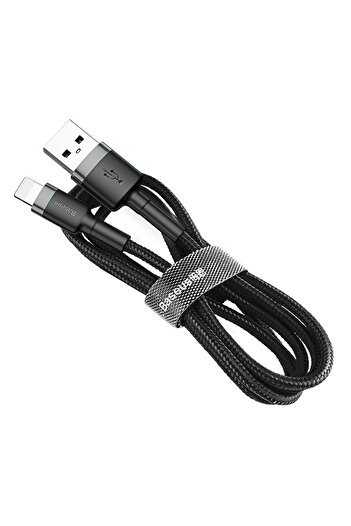 Baseus Wytrzymały elastyczny kabel przewód USB Iphone Lightning QC3.0 2.4A 0.5M czarno-szary