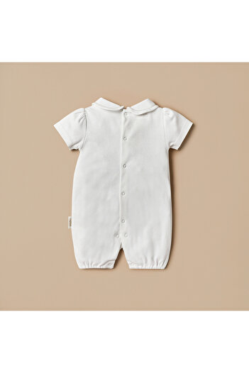giggles Lace Detail Romper with Peter Pan Collar and Short Sleeves