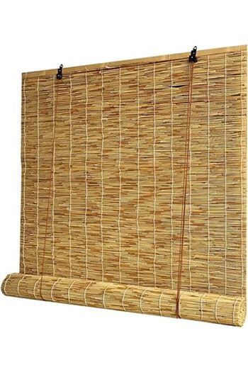genric FFD Bamboo Roller Blind With Accessories - Natural Window Curtain, Carbonization Shade 100x200cm