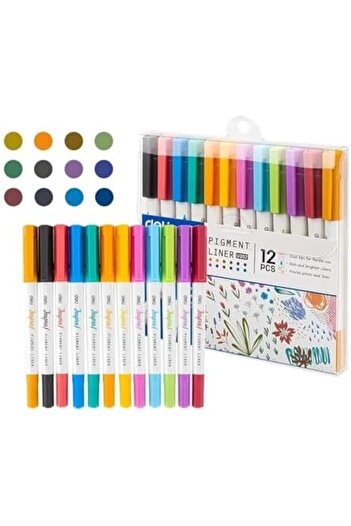 Deli EU302 Dual Tip Pigment Liner Drawing Pen 12-Piece