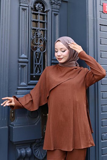 MİSSKAYLE Cloak Detailed Suit Brown