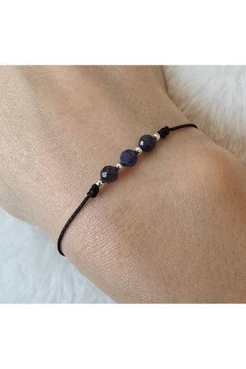 Lexy's Boutique Brățară reglabilă din argint 925, lucrată manual, cu pietre semiprețioase safir -