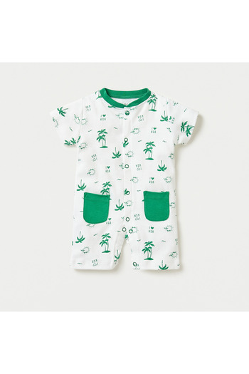 Juniors All-Over KSA National Day Print Romper with Short Sleeves
