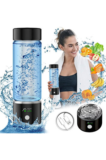 GlowforHome Hydrogen water generator bottle, GlowforHome, 350 ml, molecular hydrogen, alkaline water, black