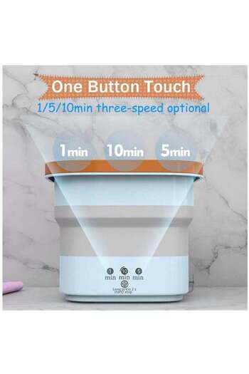 COOYA Portable Washing Machine, Small Mini Folding Turbine Washer with Drain Basket, (Blue)