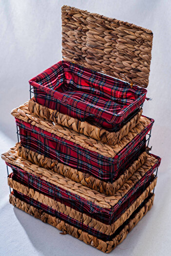 ACAR Rustika Nomia Wicker 3-Piece Covered Organizer Set