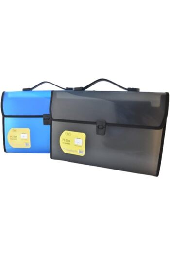 Deli Expanding File with Handle 13pkts- Fc Size Assorted (Transparent, Black, Blue)