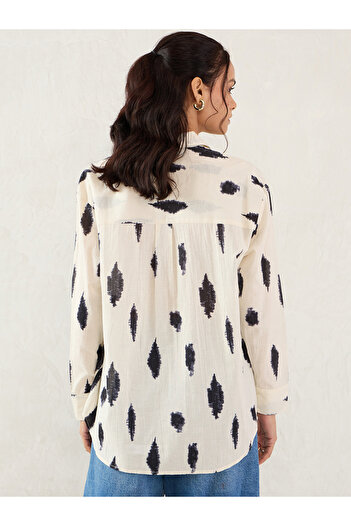 Femmella By Styli Off-White Abstract Printed Buttoned Shirt