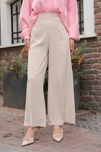 LOCCO Women's Pallazzo Pants Cream