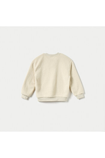 Juniors Textured Pullover with Crew Neck and Long Sleeves