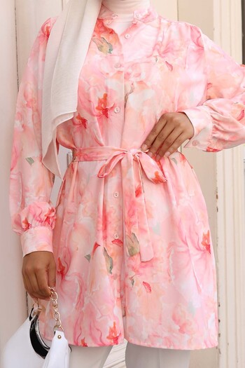 benguen Patterned Hijab Shirt Powder 701